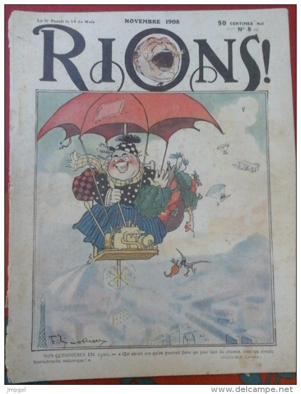 Revue Ancienne Rions N° 8 Novembre 1908 Dessins Et Textes Humoristiques - 1900 - 1949