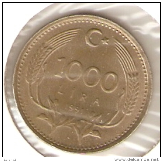 4-turk1000L-91. Moneda Turkia Circulada. 1000 Liras 1991. MBC - Turquia
