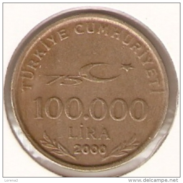 4-turk100000-00. Moneda Turkia Circulada. 100000 Liras 2000. BC - Turquia