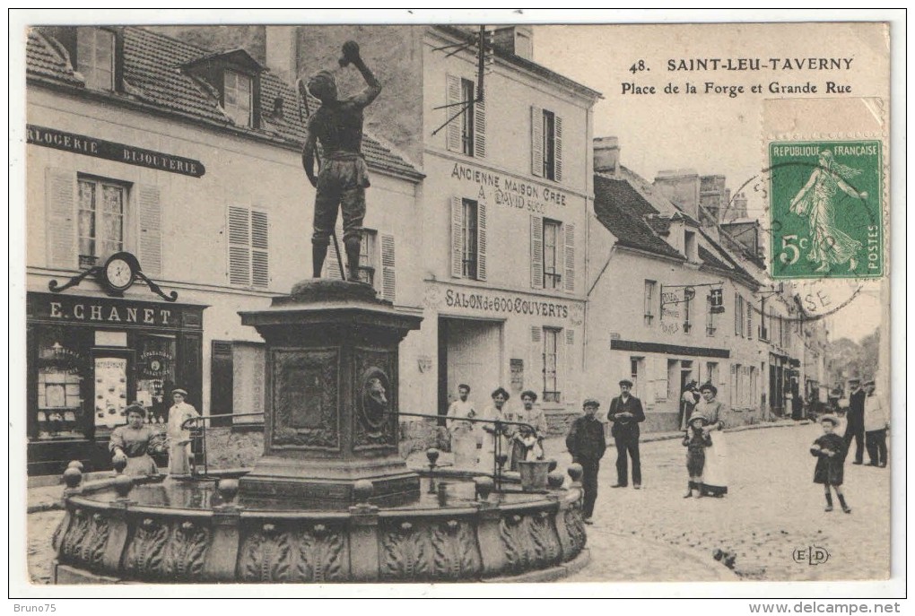 95 - SAINT-LEU-TAVERNY - Place De La Forge Et Grande Rue - ELD 48 - 1911 - Saint Leu La Foret