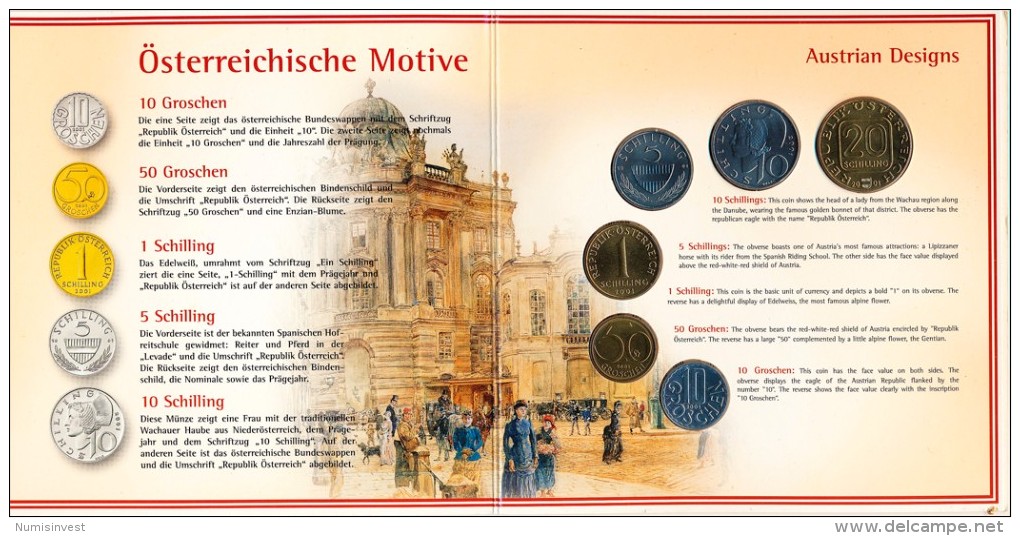 AUSTRIA OFFICIAL SHILLNG MINT SET KMS 6 COINS JOHANN NESTROY 2001 UNC - Autriche