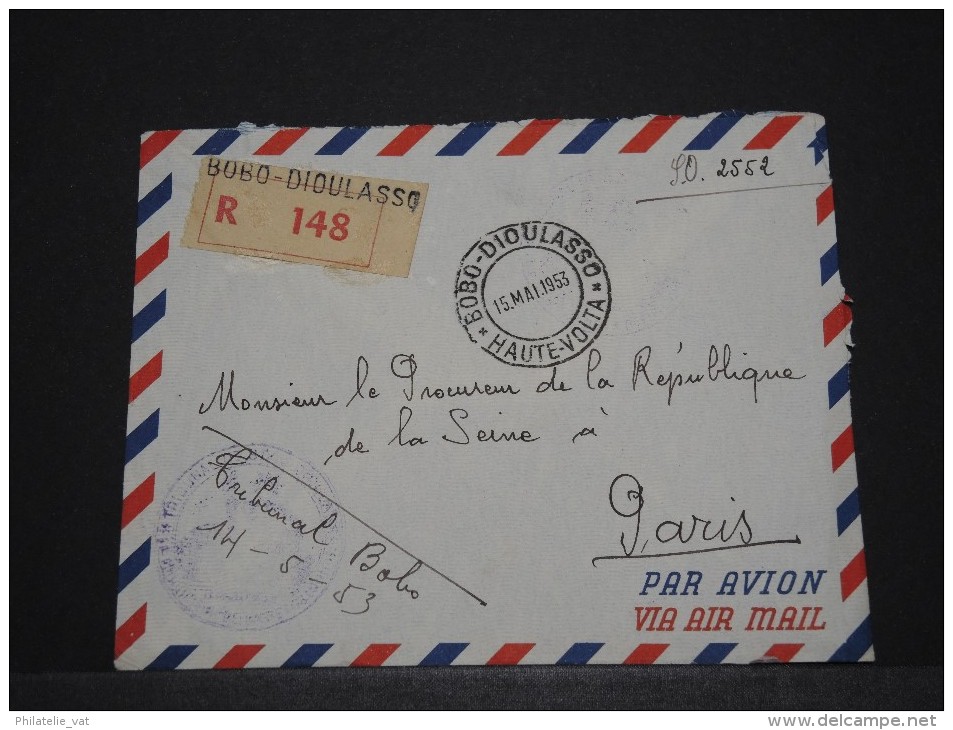 HAUTE VOLTA - Env Recommandée En Franchise De Bobo-Dioulasso Pour Paris - Mai 1953 - A Voir - P17812 - Storia Postale