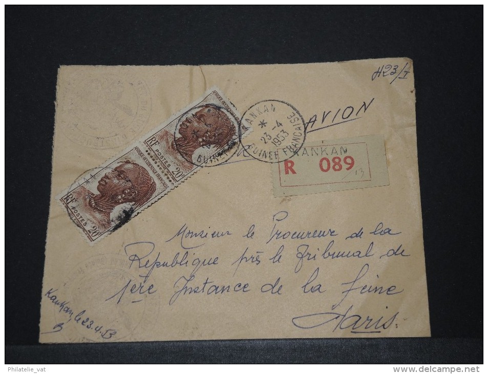 AOF - Env Recommandée De Justice Avec Griffe Par Avion De Kankan (Guinée) Pour Paris - Avril 1953 - A Voir - P17824 - Autres & Non Classés