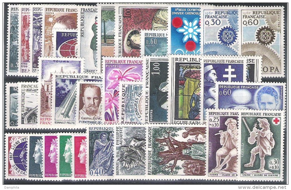 FRANCE : 1967** Année Complete  33 Valeurs ** Y&T = 18,00 Euro - 1960-1969