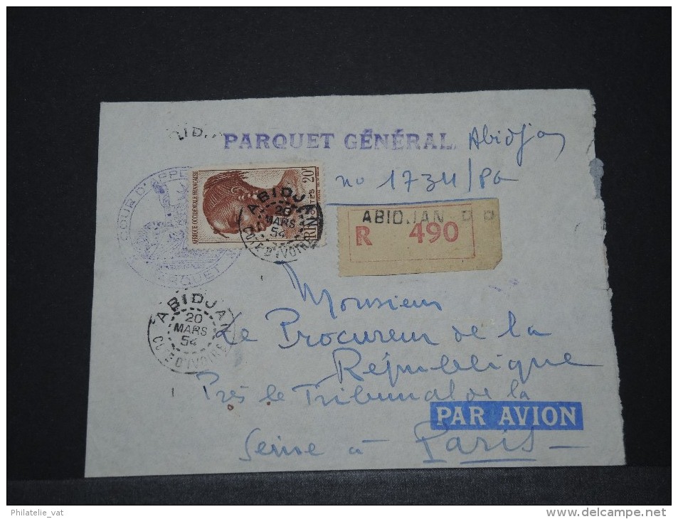 COTE D´IVOIRE AOF - Env Reco D'Abidjan Pour Paris - Mars 1954 - P17837 - Lettres & Documents