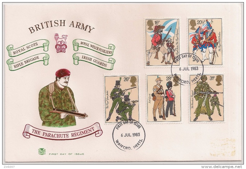 England FDC 1983 - The Parachute Regiment - British Army - Military - Régiment Parachutistes - Regimento Paraquedistas - 1981-1990 Decimal Issues