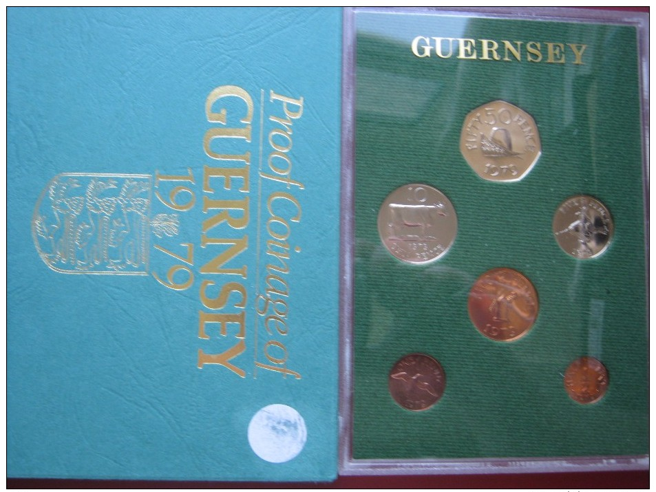 Guernsey 1979 6 Coin Set  Collection Proof  1- 50 Pence By Royal Mint - Guernesey