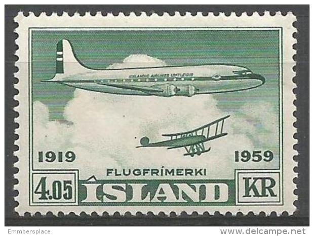 Iceland - 1959 Air Transport Anniversary 4.05kr MLH *   Sc C31 - Unused Stamps