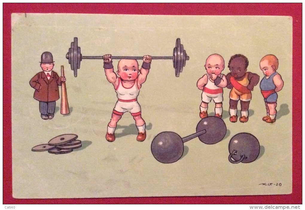 SPORT SOLLEVAMENTO PESI  CARTOLINA D'AUTORE FIRMATA VIAGGIATA  NEL 1921 - Weightlifting