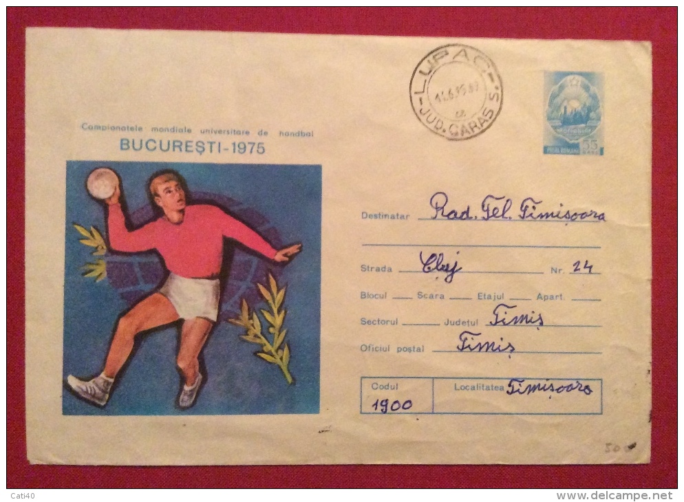 SPORT PALLAMANO HANDBALL  CAMPIONATI MONDIALI A BUCAREST 1975 - BUSTA SPECIALE  VIAGGIATA - Handball