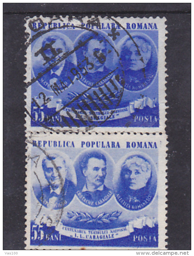 NATIONAL THEATRE CENTENARY,1953,COLOR VARIATY,USED STAMPS,ROMANIA. - Varietà & Curiosità