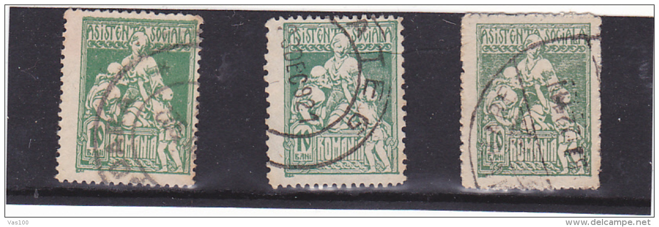 SOCIAL ASSISTANCE 10 BANI,1921,COLOR VARIATY,USED STAMPS,ROMANIA. - Errors, Freaks & Oddities (EFO)