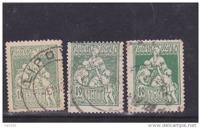 SOCIAL ASSISTANCE 10 BANI,1921,COLOR VARIATY,USED STAMPS,ROMANIA. - Errors, Freaks & Oddities (EFO)