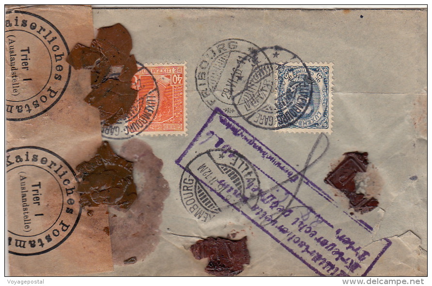 Lettre Chargé 1918 >> CaD Luxembourg Gare + Censure Pour La Suisse - Covers & Documents