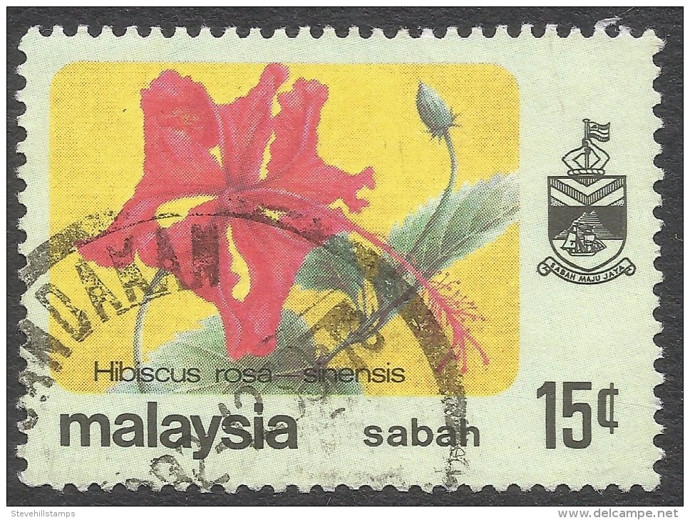 Sabah (Malaysia). 1979 Flowers. 15c Used. SG 449 - Malaysia (1964-...)