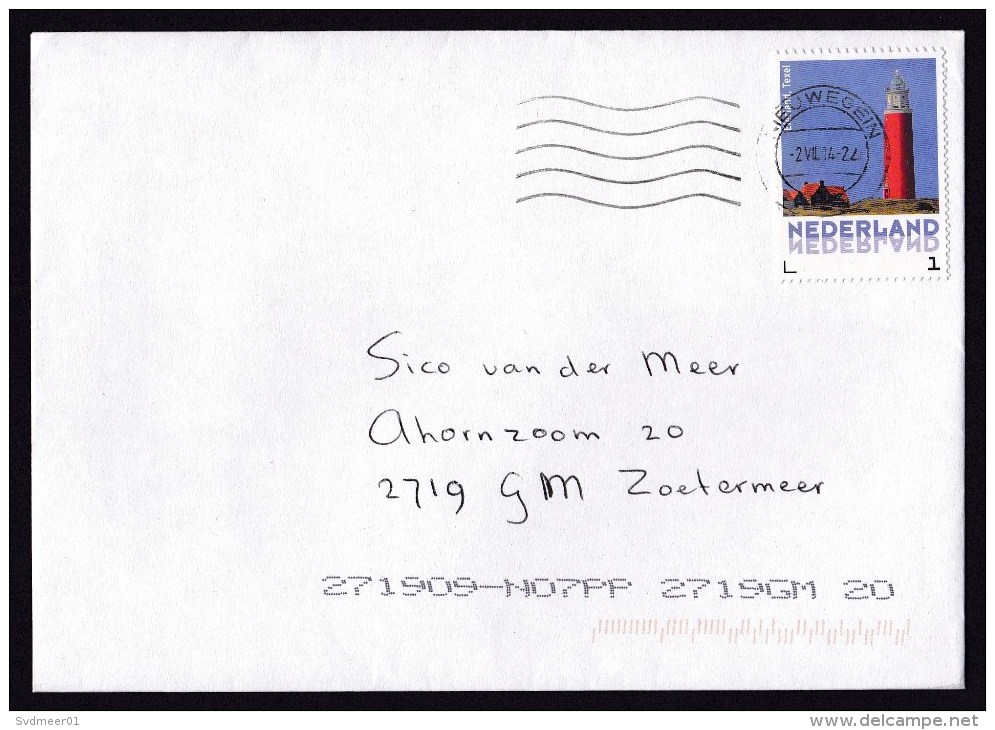 Netherlands: Cover, 2014, 1 Stamp, Lighthouse On Texel Island, Navigation, Sea (traces Of Use) - Lettres & Documents