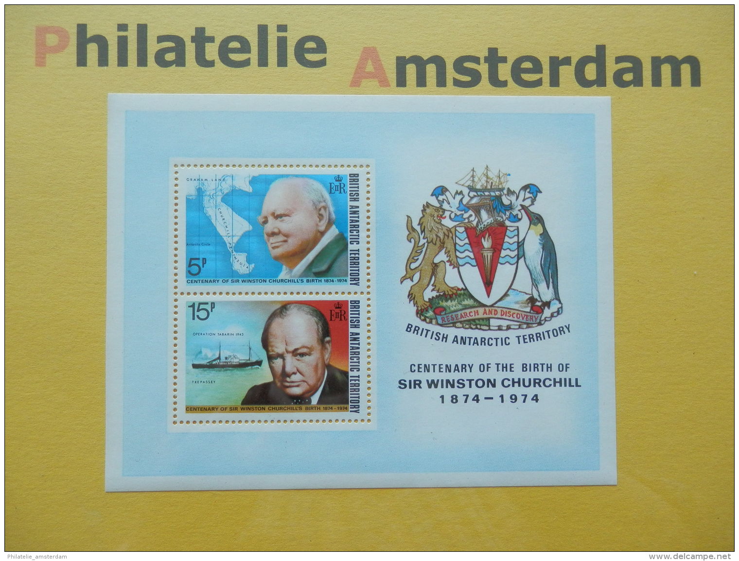 Br. Antarctic Terr. (BAT) 1974, CHURCHILL: Mi 62-63, Bl. 1, ** - Sir Winston Churchill