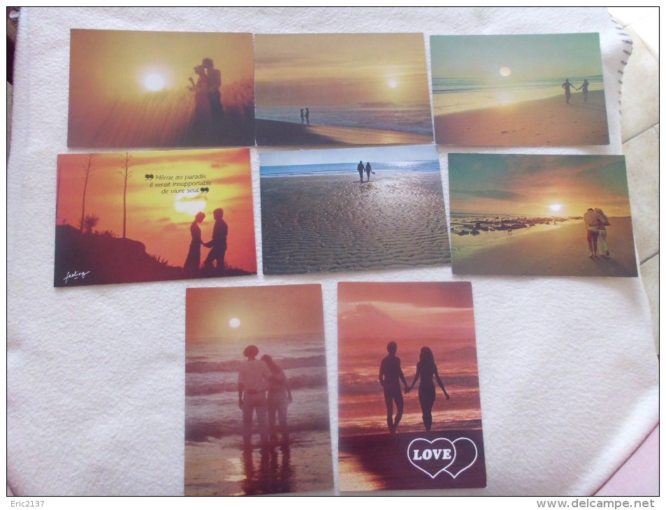 LOT DE 8 CARTES ...COUPLES ROMANTIQUES ..COUCHERS DE SOLEIL - 5 - 99 Karten