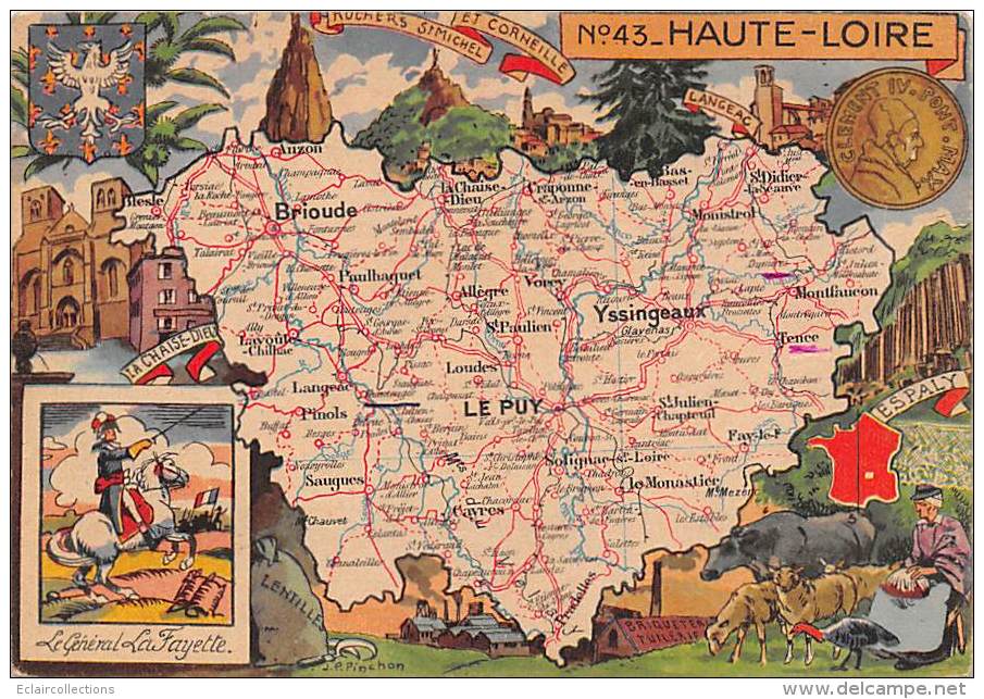 Haute-Loire    42      Carte Géographique..  Lafayette - Autres & Non Classés