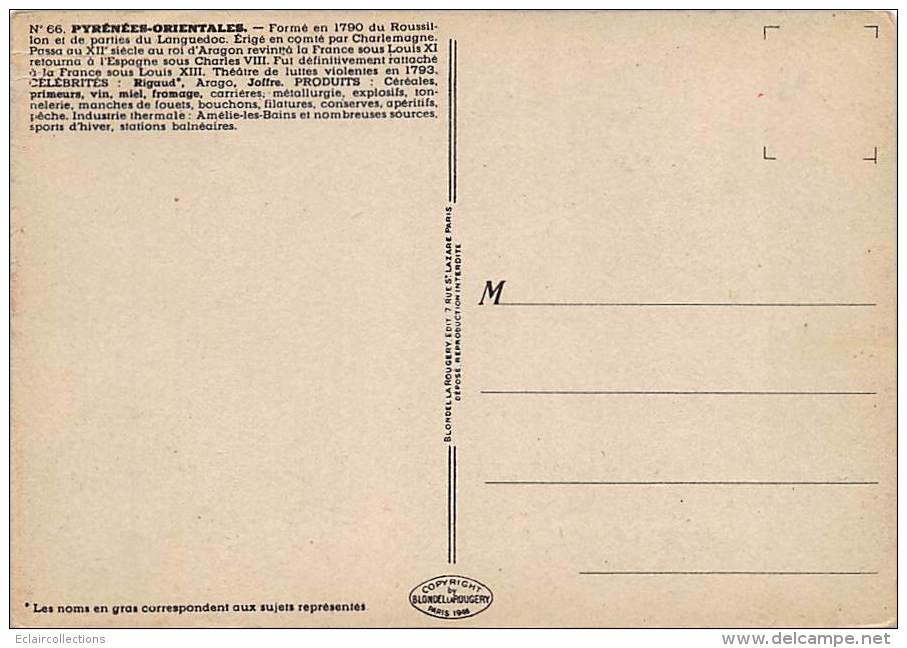 Pyrénées  Orientales     66     Carte Géographique..   Joffre - Otros & Sin Clasificación