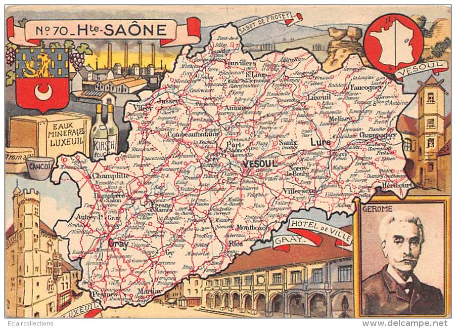 Haute Saône   70     Carte Géographique.. - Sonstige & Ohne Zuordnung