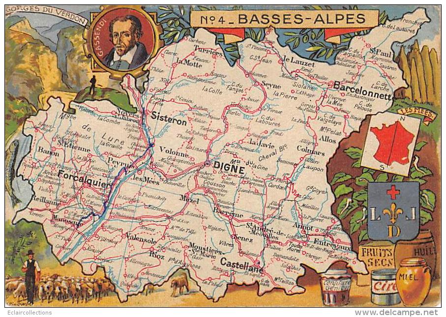 Alpes De Haute Provence     04      Carte Géographique..   Gassendi - Andere & Zonder Classificatie