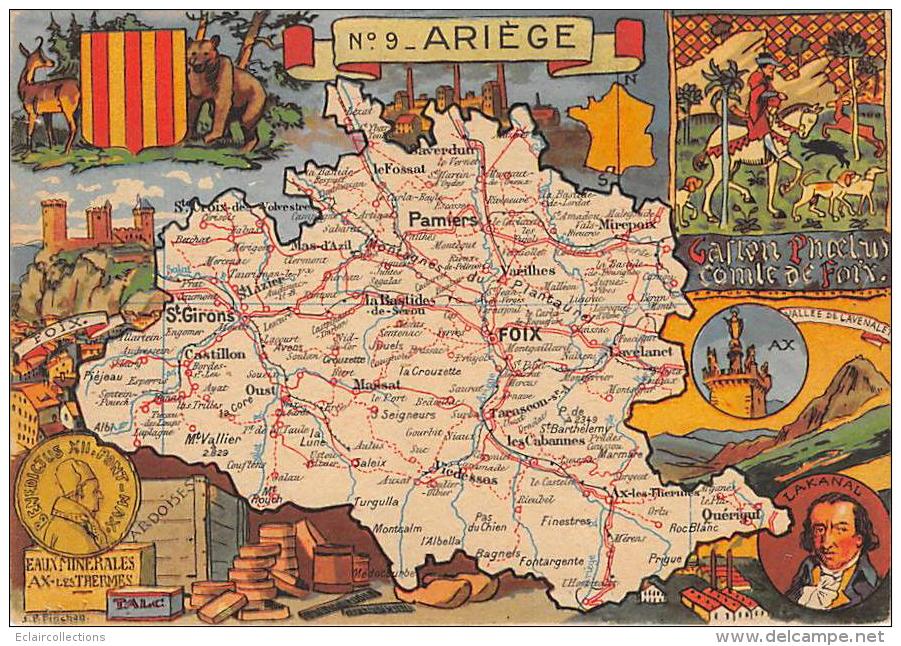 Ariège   09   Carte Géographique Départementale   Lakanal - Andere & Zonder Classificatie