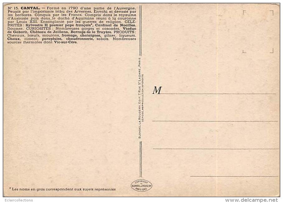 Cantal   15     Carte Géographique.    De Noailles - Altri & Non Classificati