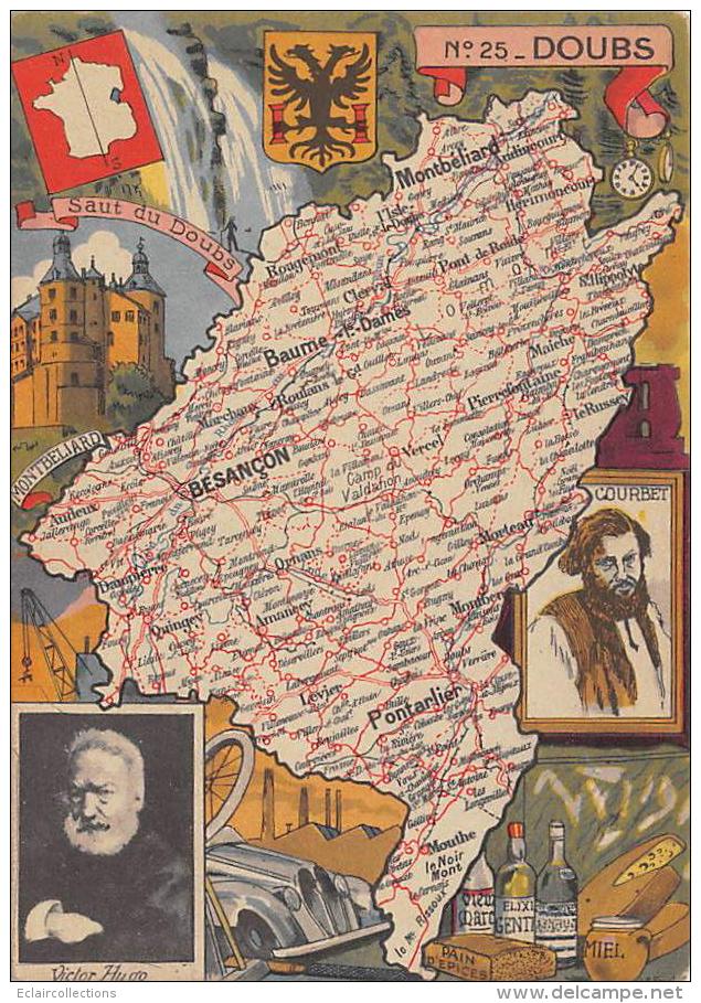 Doubs    25      Carte Géographique.    Victor-Hugo      Courbet - Other & Unclassified
