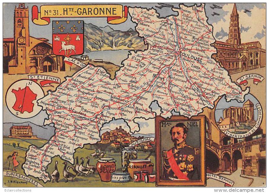 Haute Garonne    31       Carte Géographique.    Maréchal  Niel   Clément Ader - Autres & Non Classés