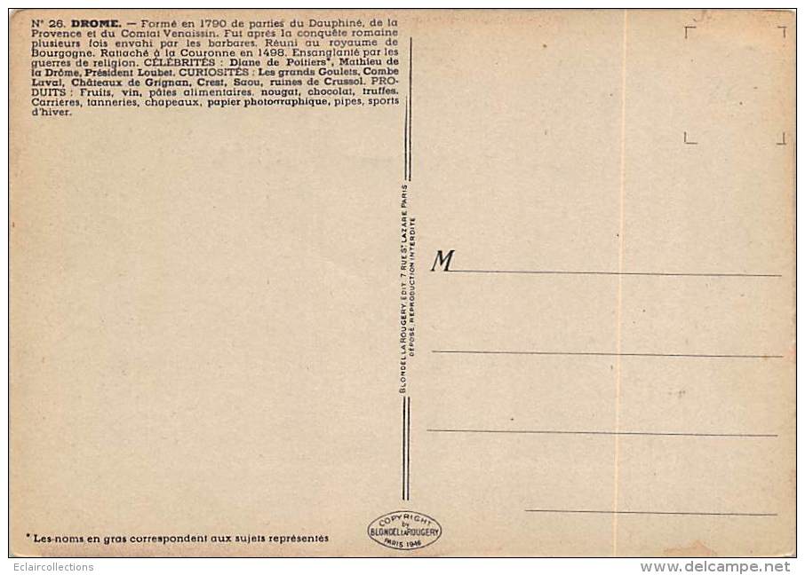 Drôme     26     Carte Géographique.    Loubet    Diane De Poitiers - Autres & Non Classés