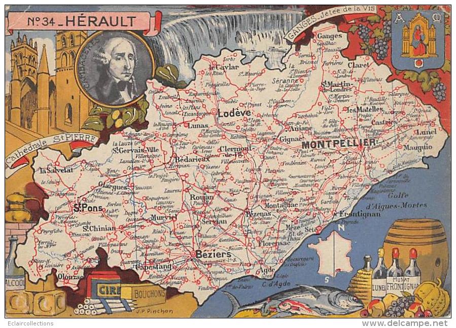 Hérault     34     Carte Géographique.    Cambacérès - Altri & Non Classificati