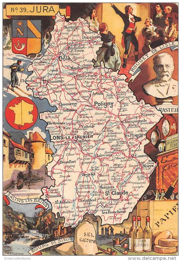 Jura    39        Carte Géographique Départementale.    Rouget De Lisle - Sonstige & Ohne Zuordnung