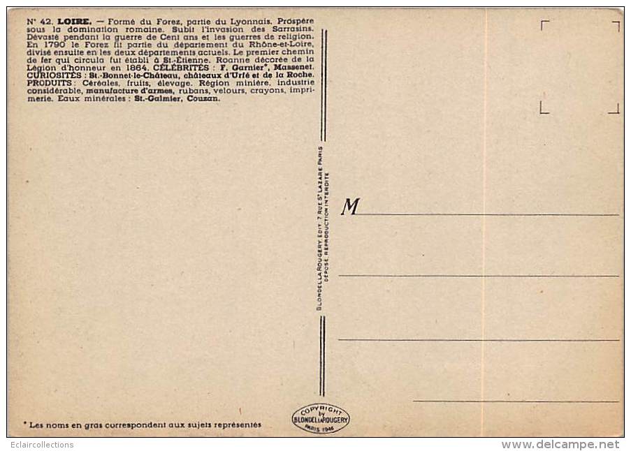 Loire   42        Carte Géographique.    F.Garnier     Massenet - Other & Unclassified