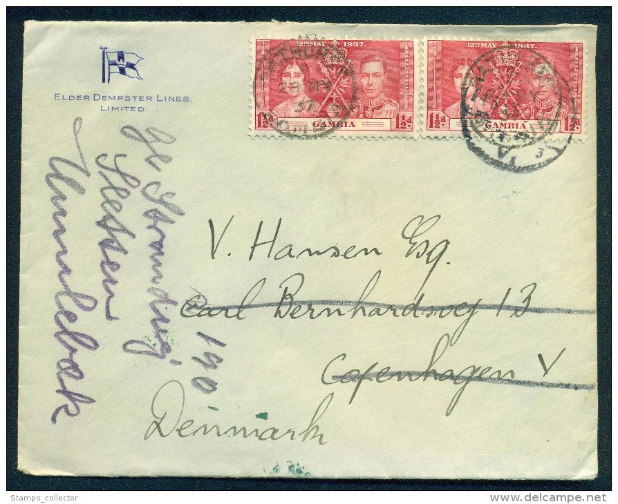Gambia. Letter Send To Denmark 1937 - Gambia (...-1964)