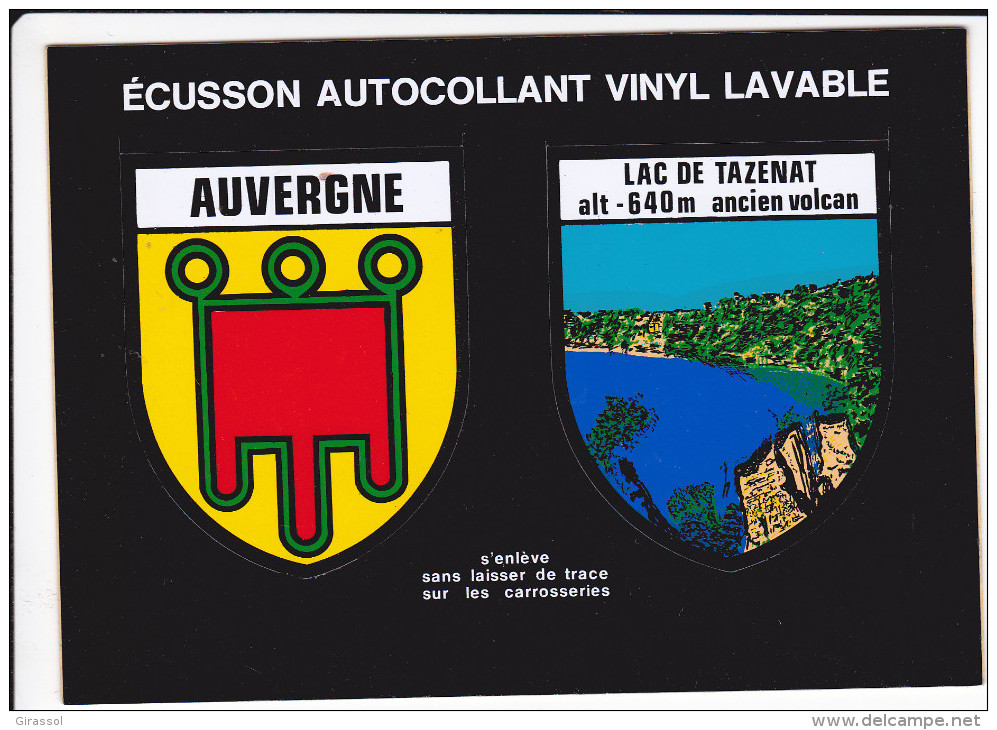 CPSM AUTOCOLLANT ADHESIF BLASON ECUSSON AUVERGNE LAC DE TAZENAT ANCIEN VOLCAN - Sonstige & Ohne Zuordnung