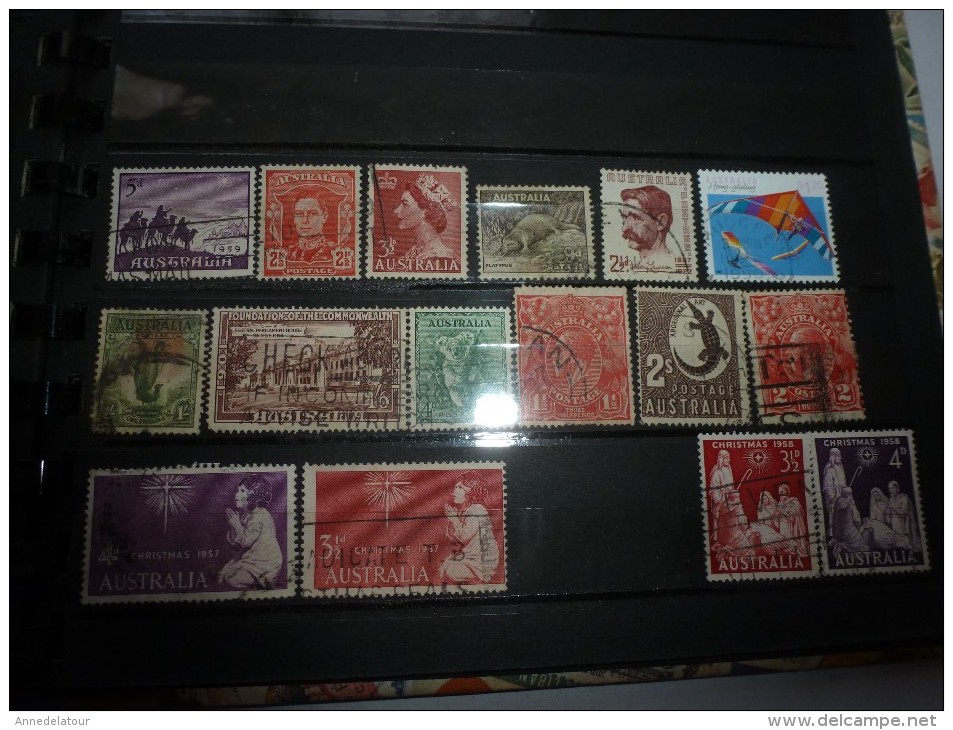 Album comprenant divers timbres anciens (Belgique,Australia,Andore,France,New-Zealand,Monaco dont Olympiades)