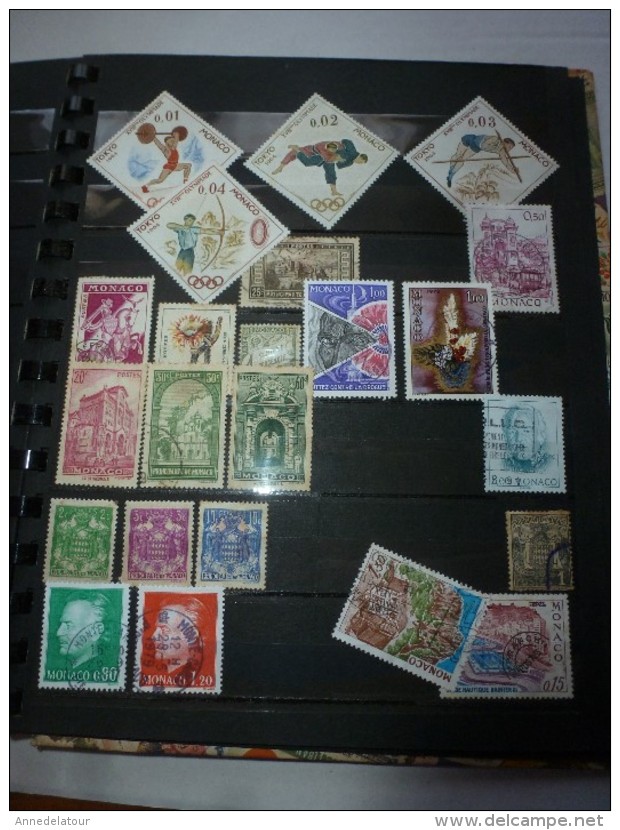 Album comprenant divers timbres anciens (Belgique,Australia,Andore,France,New-Zealand,Monaco dont Olympiades)