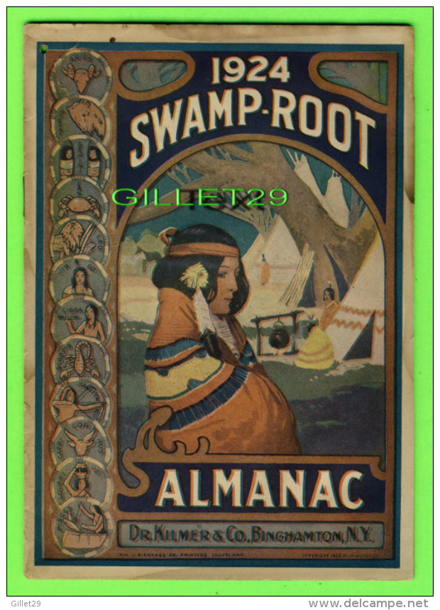 BOOKS, SWAMP-ROOT ALMANAC 1924 - DR. KILMER & CO, BINGHAMTON, NY - 34 PAGES - WEATHER FORECASTS - - Temps/ Météo