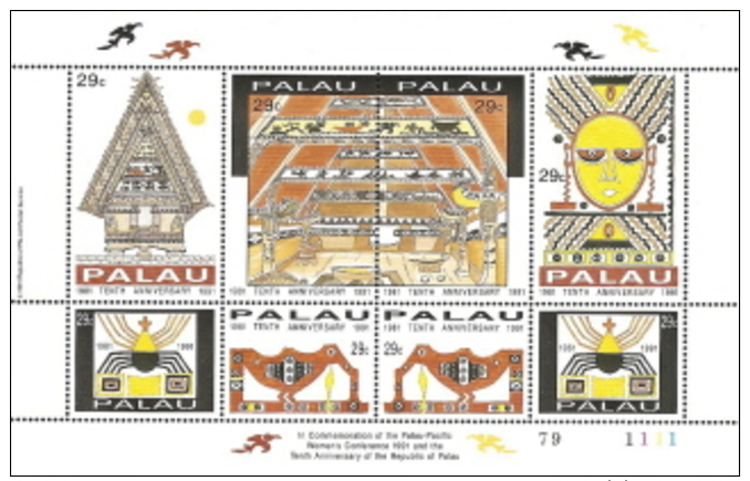 Palau,  Scott 2016 # 293,  Issued 1991,  S/S Of 8,   MNH,  Cat $ 5.00, - Palau