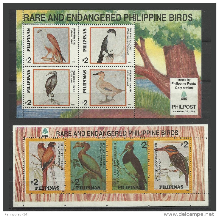 Philippines Pilipinas 1992 Yvert Bloc 51 ** + Bloc 52 ** Oiseaux Rares Et En Danger D'extinction - Endangered Birds - Philippines