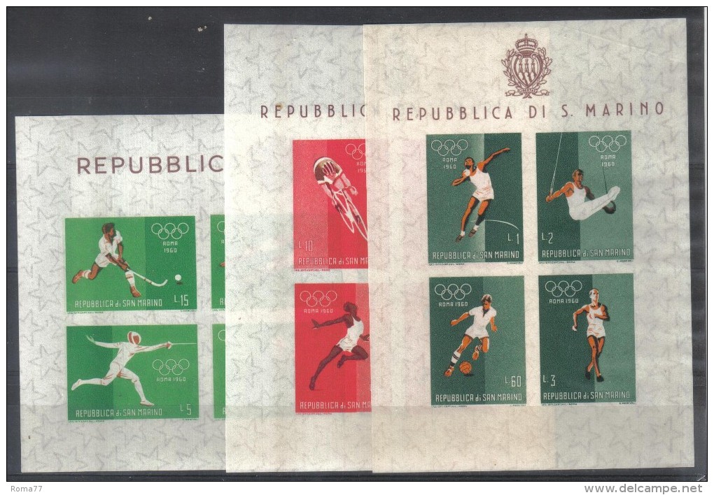 ZZ - SAN MARINO 1960 , Olimpiadi  I BF N. 19/21 ***  MNH . - Blocchi & Foglietti