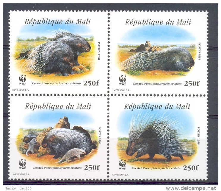 Mwh231s WWF FAUNA ZOOGDIEREN STEKELVARKEN PORCUPINE STACHELSCHWEIN MAMMALS QWMA 1998 PF/MNH - Unused Stamps