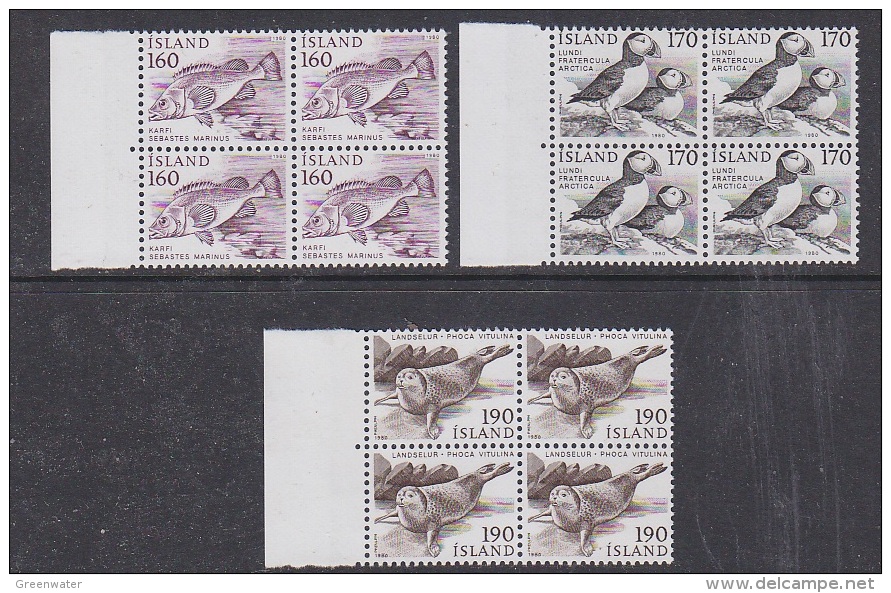 Iceland 1980 Fauna 3v Bl Of 4 ** Mnh (29667) - Unused Stamps