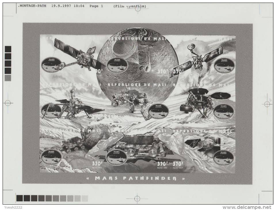 Mali 1997 Y&T 1140/8. Films Pour Impression Offset. Sonde Spatiale « Mars Pathfinder ». Parachute, Véhicule, Satellite - Afrique