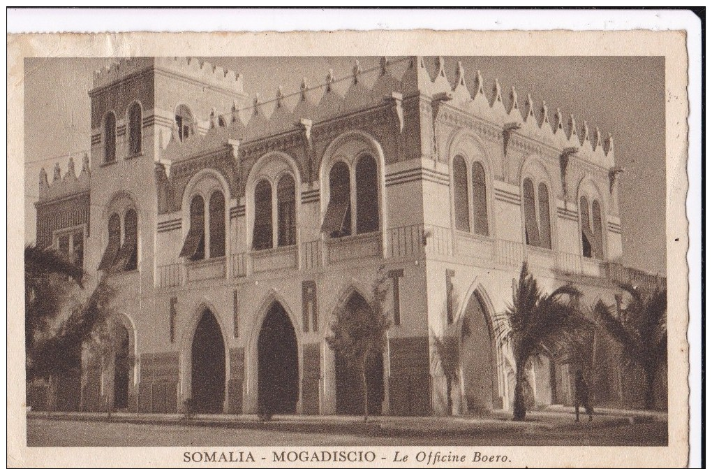 CARTOLINA 1935 SOMALIA MOGADISCIO CONCENTRAMENTO MILITARE " LE OFFICINE BOERO " FIAT - Altri & Non Classificati