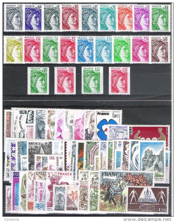 FRANCE : 1978** Année Complete  69 Valeurs ** Y&T = 63,00 Euro - 1970-1979