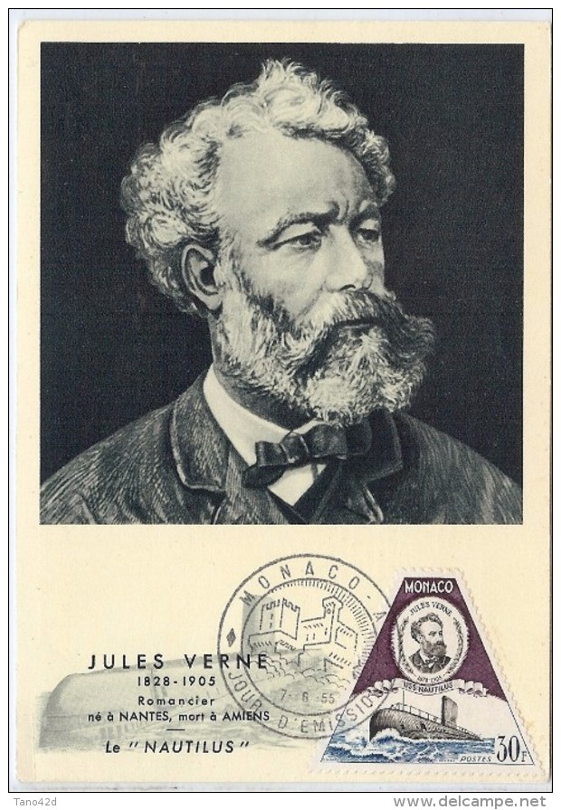 LBL38/3 - MONACO 2 FDC JULES VERNE 7/6/1955 - Cartes-Maximum (CM)