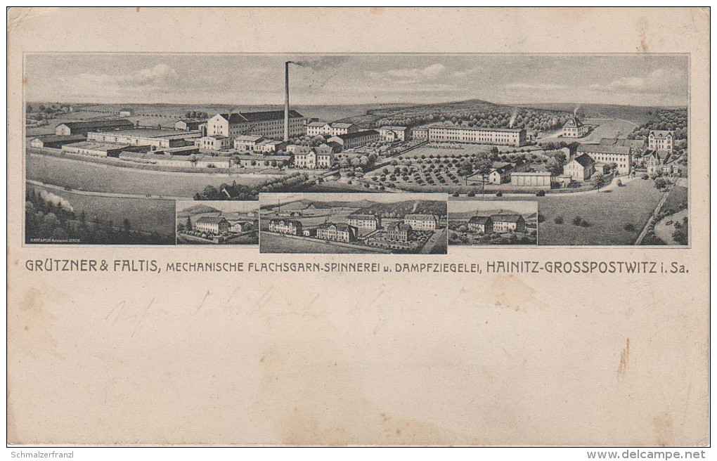 Litho AK Grützner Faltis Hainitz Grosspostwitz Fabrik Spinnerei Dampfziegelei Bei Wilthen Bautzen Cunewalde Obergurig - Kirschau