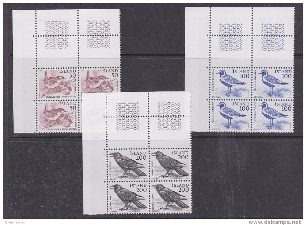 Iceland 1981 Fauna 3v Bl Of 4 (corner)   ** Mnh (29675C) - Unused Stamps